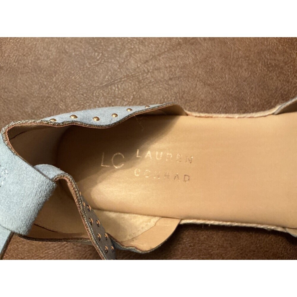 Lauren Conrad Women’s Ankle Strap Flats Sky Blue Gold Stud decor shoes Sz 7 - Picture 9 of 12